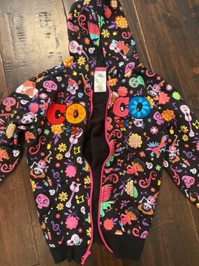Disney Black Hoodie with Multicolor Floral & Pink Trim